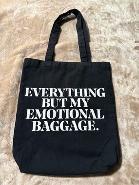 IL MAKIAGE "Emotional Baggage" Black Canvas Tote Bag